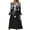 Black, variant on Wancir Women Long Sleeve V-Neck Casual Long Dress Pleated Waist Maxi Dresses with Pockets