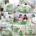 thumbnail image 5 of 3 Piece Green Marble Duvet Cover Set Full Size,Microfiber Comforter/Quilt Cover with Corner Ties and 2 Pillowcases,Modern Abstract Art Yellow Lines Ink Painting All Season Bedding with Zipper Closure, 5 of 8