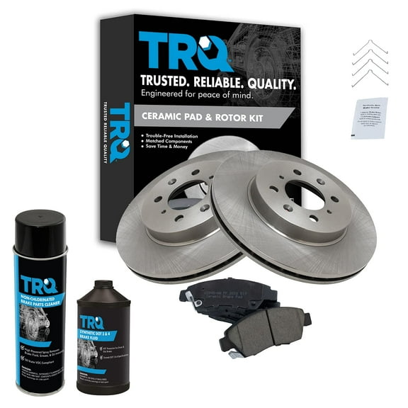 TRQ Front Premium Posi Ceramic Disc Brake Pad & Rotor Kit w/Chemicals for Honda BKA17510 Fits select: 2009-2012,2013 HONDA FIT