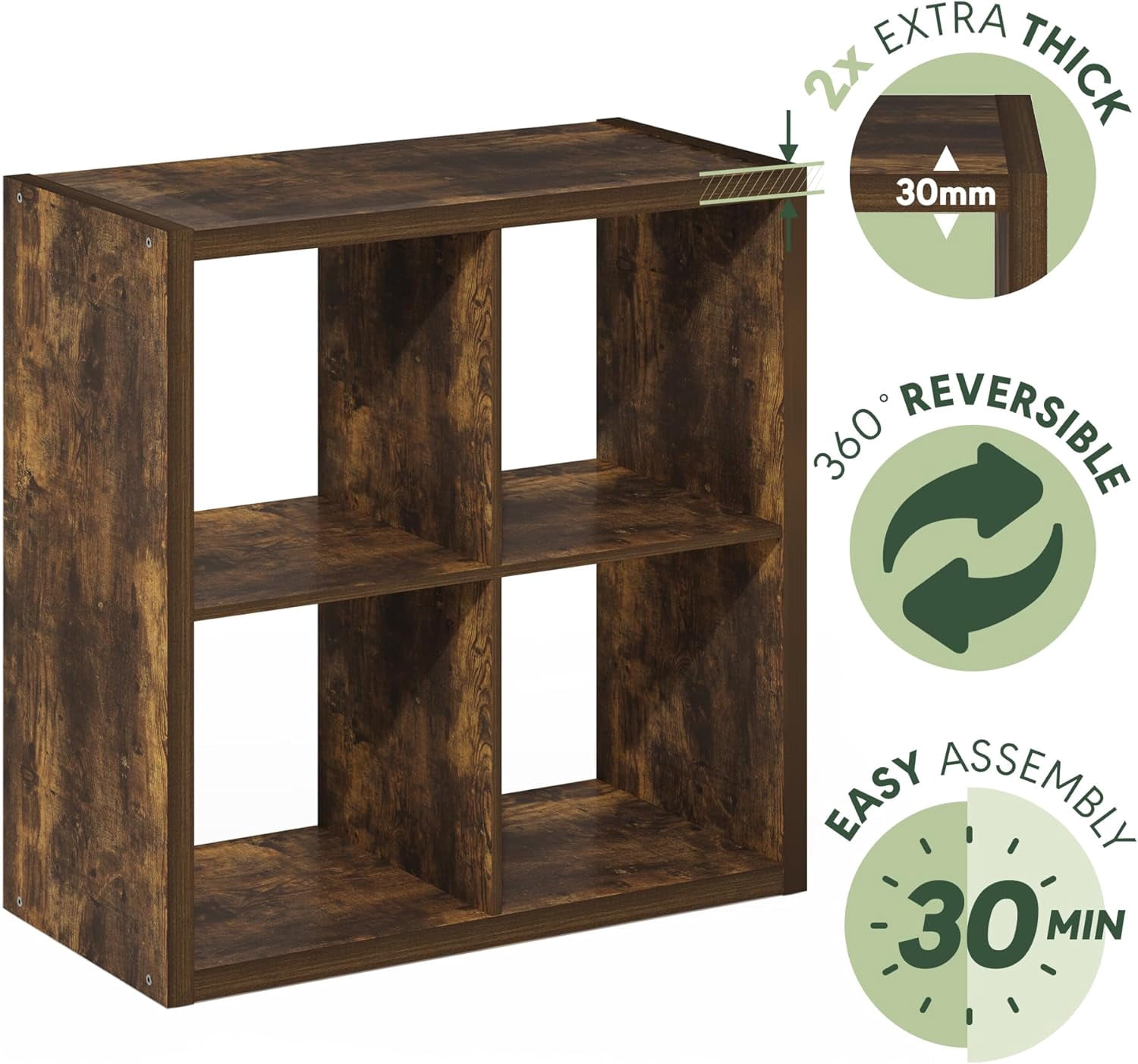 SONGMY Cubicle Open Back Decorative Cube Storage Organizer, 4-Cube, Amber Pine