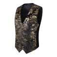 thumbnail image 2 of TFEOQRY Men's Gothic Vest Dress Medieval Court Dress Jacquard Retro Tailcoat Vest Sleeveless Hoodless Jackets Gold, 2 of 4