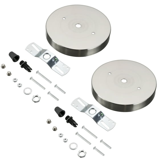 Aspen Creative 21512-32 Contemporary Fixture Canopy Kit, 5-1/8" Diameter, 7/16" Center Hole, Brushed Nickel, 2 Sets/Pack
