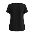 thumbnail image 7 of Yrmaups Loose Fit Short Sleeve T Shirt for Women Plus Size, Casual Round Neck Blouse, Everyday Soft Stretch Tee for Party Travel Office Daily Wear, Black M, 7 of 7