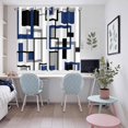 thumbnail image 5 of Navy Blue Black Grey Geometric Kitchen Curtains 72 Inch Length, Middle Century Modern Abstract Art Grommet Bedroom Living Room Curtains, Light Filtering Cafe Curtain Drapes 2 Panels Set 104''x72'', 5 of 9