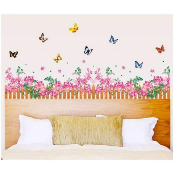 Little Flower Green Grass Butterfly Wall Decal Wall Stickers Art Decor for Nursery, Living Room, and Kindergarten Decor, Perfect for TV Sofa Background and Window