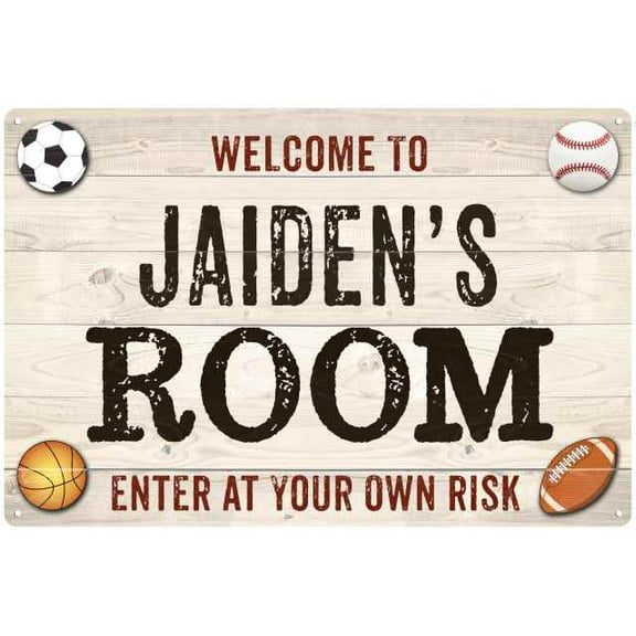JAIDEN'S Room Kids Bedroom Sign Boy's 8x12 Metal 208120090224