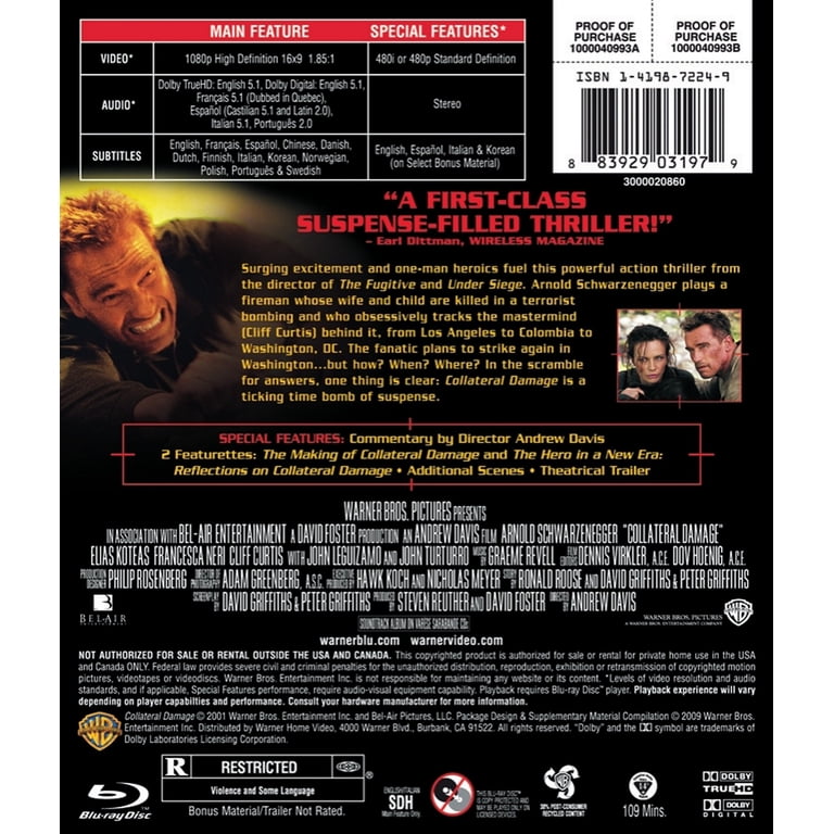 Warner Bros. Collateral Damage Blu-ray - Arnold Schwarzenegger
