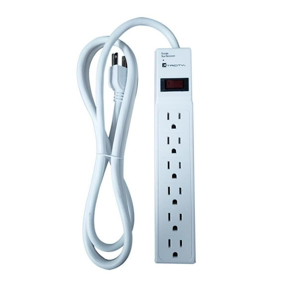 Xtricity - 6 Outlet Surge Protector with 6 Foot Cord, 450 Joules, White