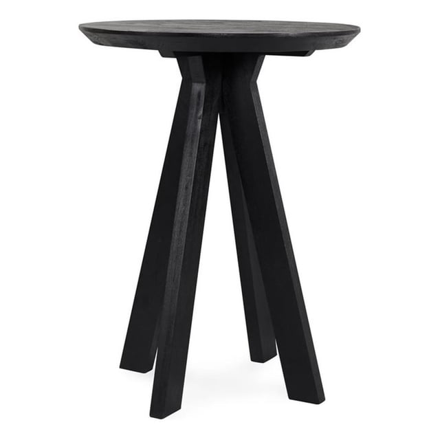 Pemberly Row Table de Bar Hauteur Ronde Transitionnelle en Bois de Manguier Noire