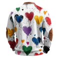 thumbnail image 4 of Men's Colorful Heart Pattern Print Quarter-Zip Pullover Sweatshirt, Retro American Style Crewneck Hoodie, Casual Long Sleeve Fall Spring Streetwear,White,M, 4 of 4
