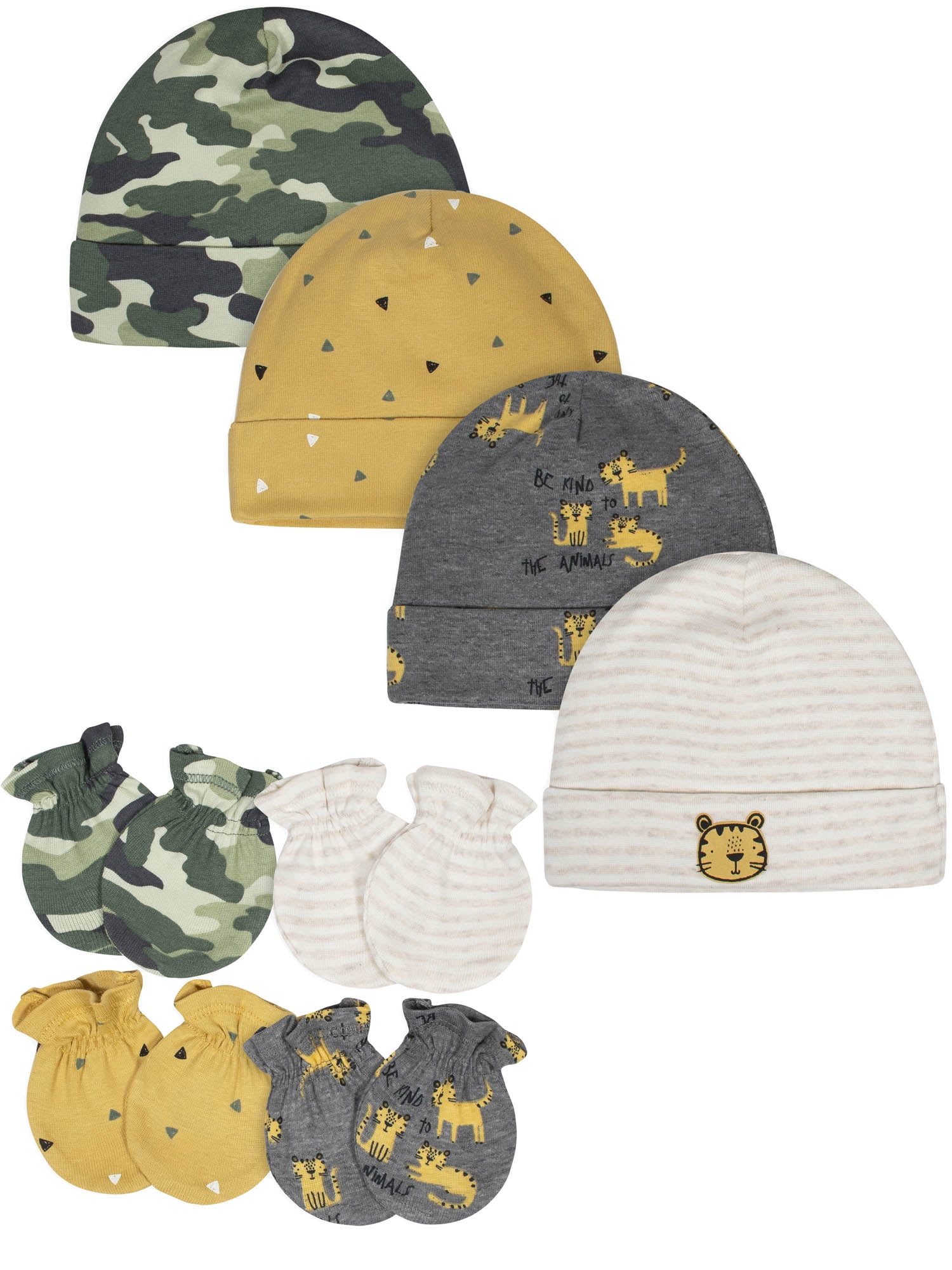 Gerber Baby Boys Caps & Mittens Set, 8Piece