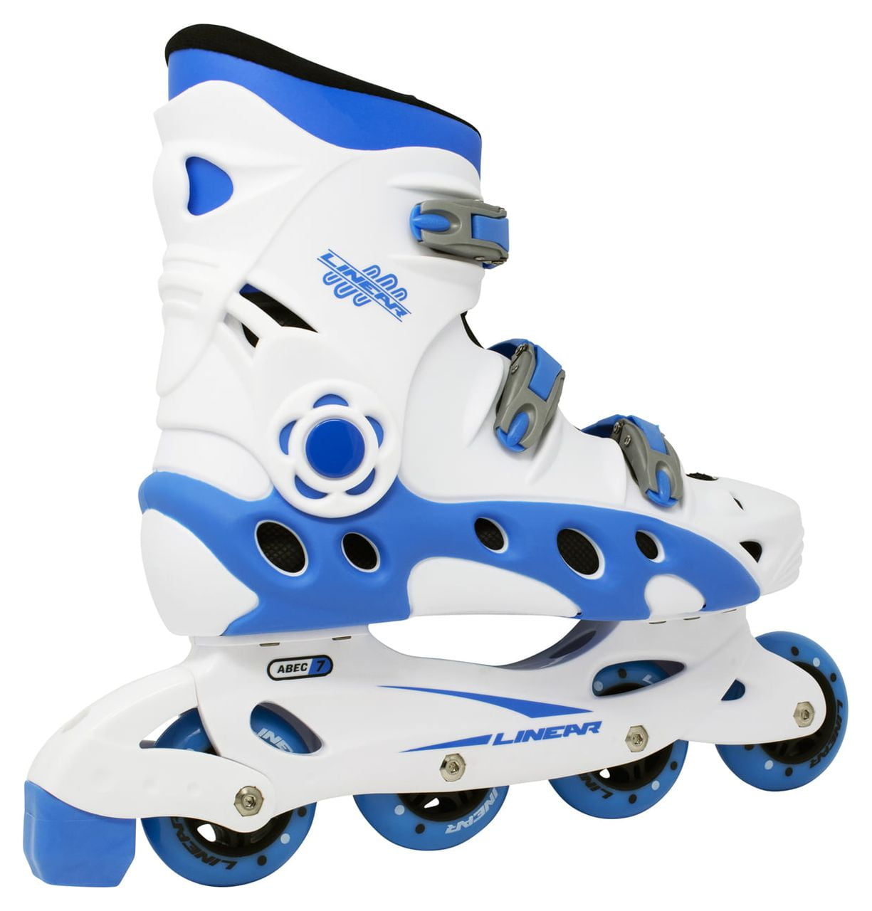 Linear Durango White & Blue Inline Skates in-line Roller Skate Blades | Pain-Free True-Fit | Non-Slip Wheels | for Men, Women, Boys, Girls