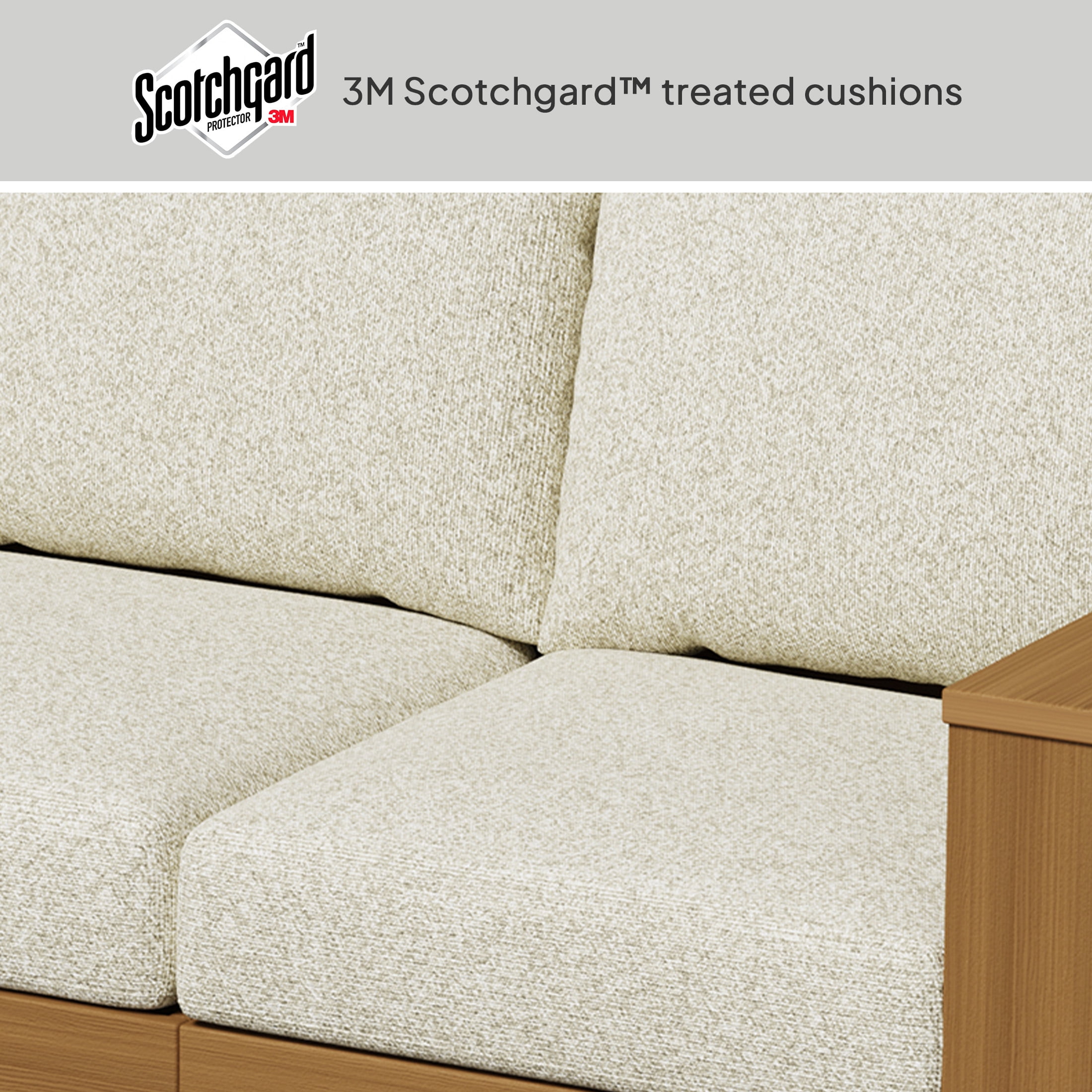 Better Homes & Gardens Ezra 4-Piece Outdoor HDPE Conversation Set, Teak with Cream Boucle Cushions