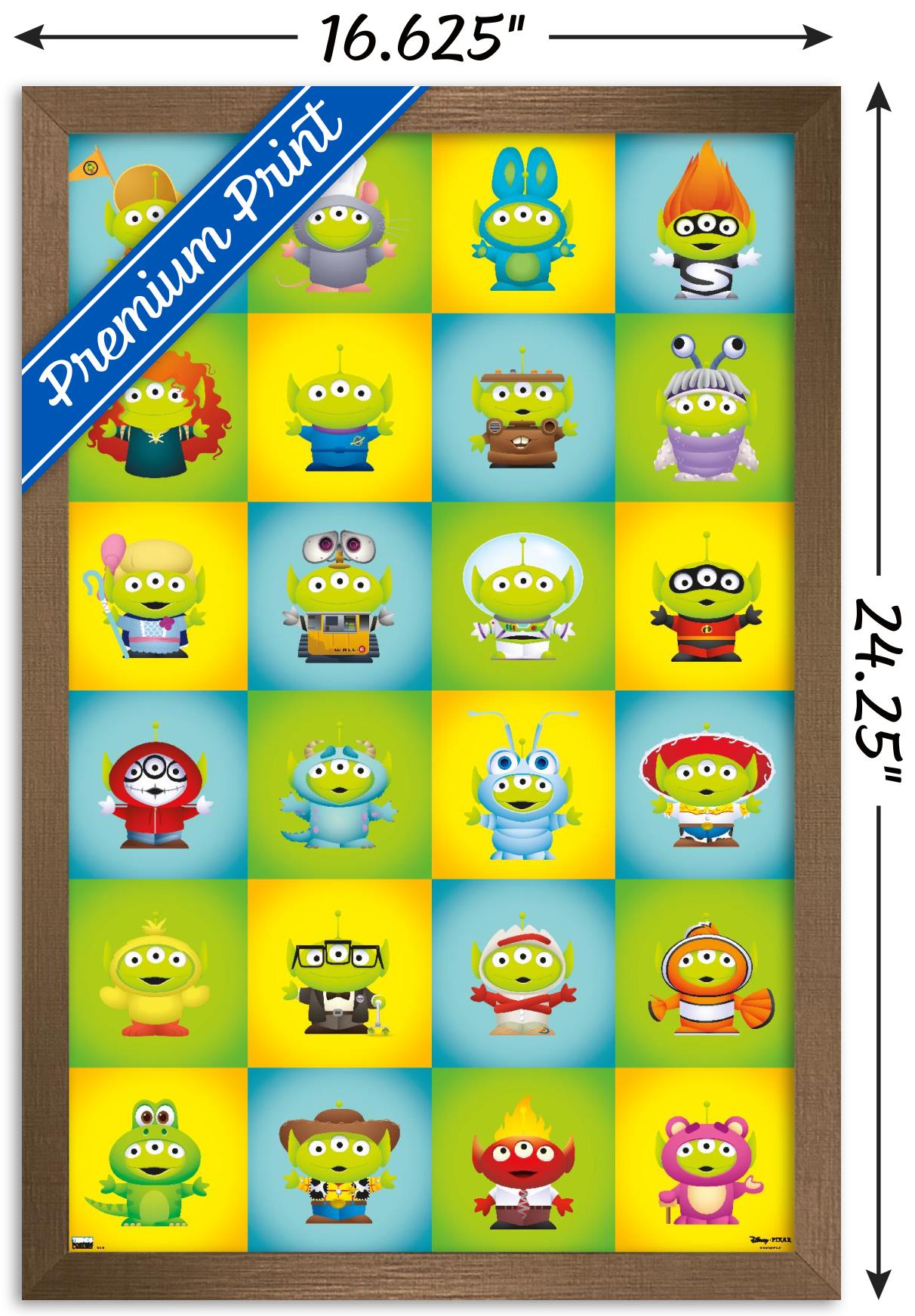 Disney Pixar - Aliens Group Wall Poster, 14.725" x 22.375", Framed