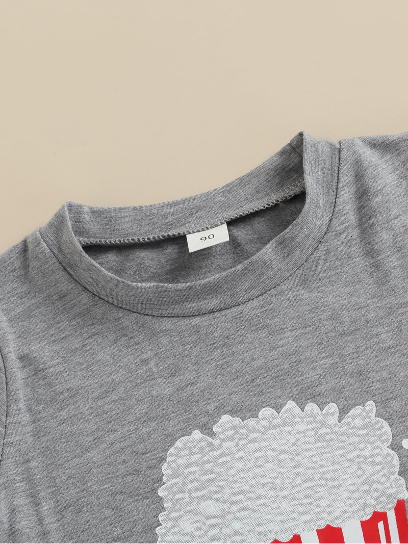 Biekopu Girl Two Piece Set, Round Neck Short Sleeve Popcorn