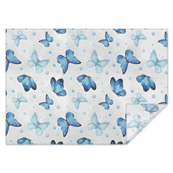 Blue Butterfly Pattern Rectangle Tablecloth 60"x84",Waterproof Polyester Rectangle Table Cloth, Wipeable Spillproof Polyester Tablecloth for Dining, Camping, Indoor and Outdoor