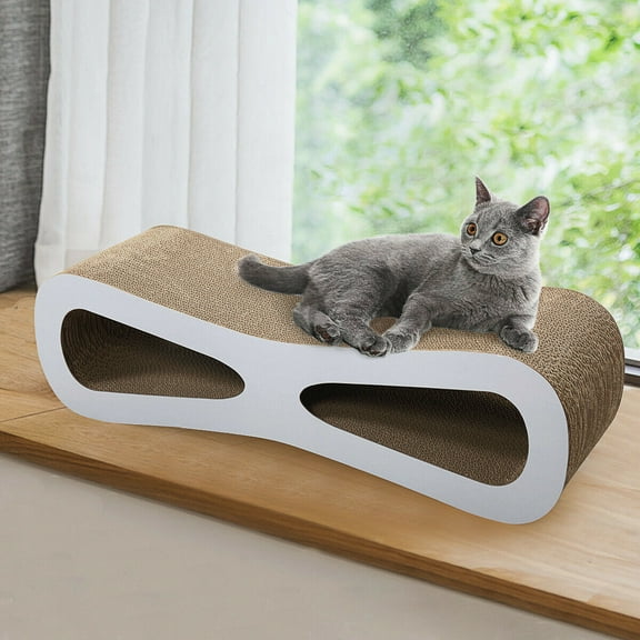 Veryke Cat Scratching Pads, Cat Scratcher Cardboard Lounger Curved Shape Furniture Play Rest Sleep Cardboard with Catnip Toys
