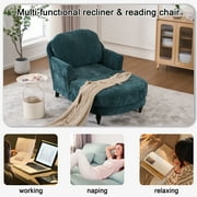 Upholstered Chaise Lounge, Comfy Linen Single Sofa Chair, Living Room Bedroom Rest Chair,Green