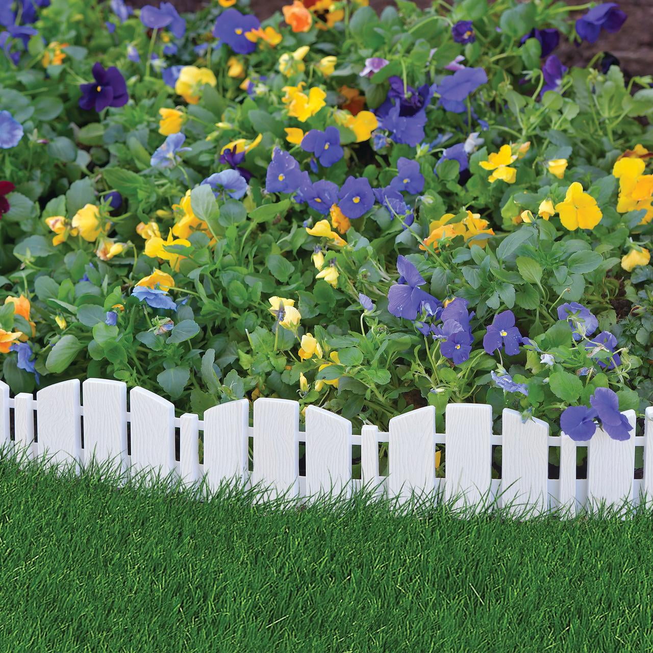 EasyFlex Decorative Adirondack No-Dig Landscape Edging Kit, 10-ft x 4.5in. High, Includes Anchoring Spikes, White