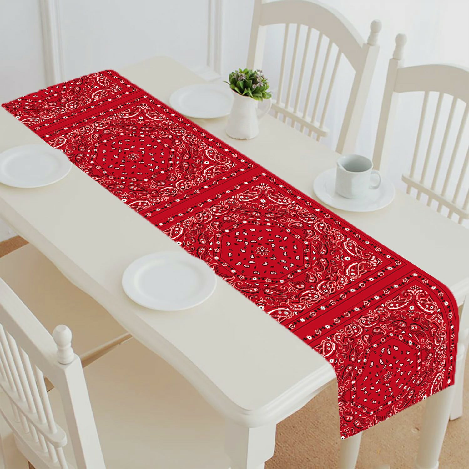 ECZJNT Red Bandana Print table runner table cloth tea table cloth 16x72