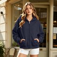 thumbnail image 2 of Resicozy Zip Up Hoodies for Women Oversized 2026 Y2K Hoodies Casual Long Sleeve Sweatshirts Fall Spring Track Jackets with Pockets Navy L, 2 of 6