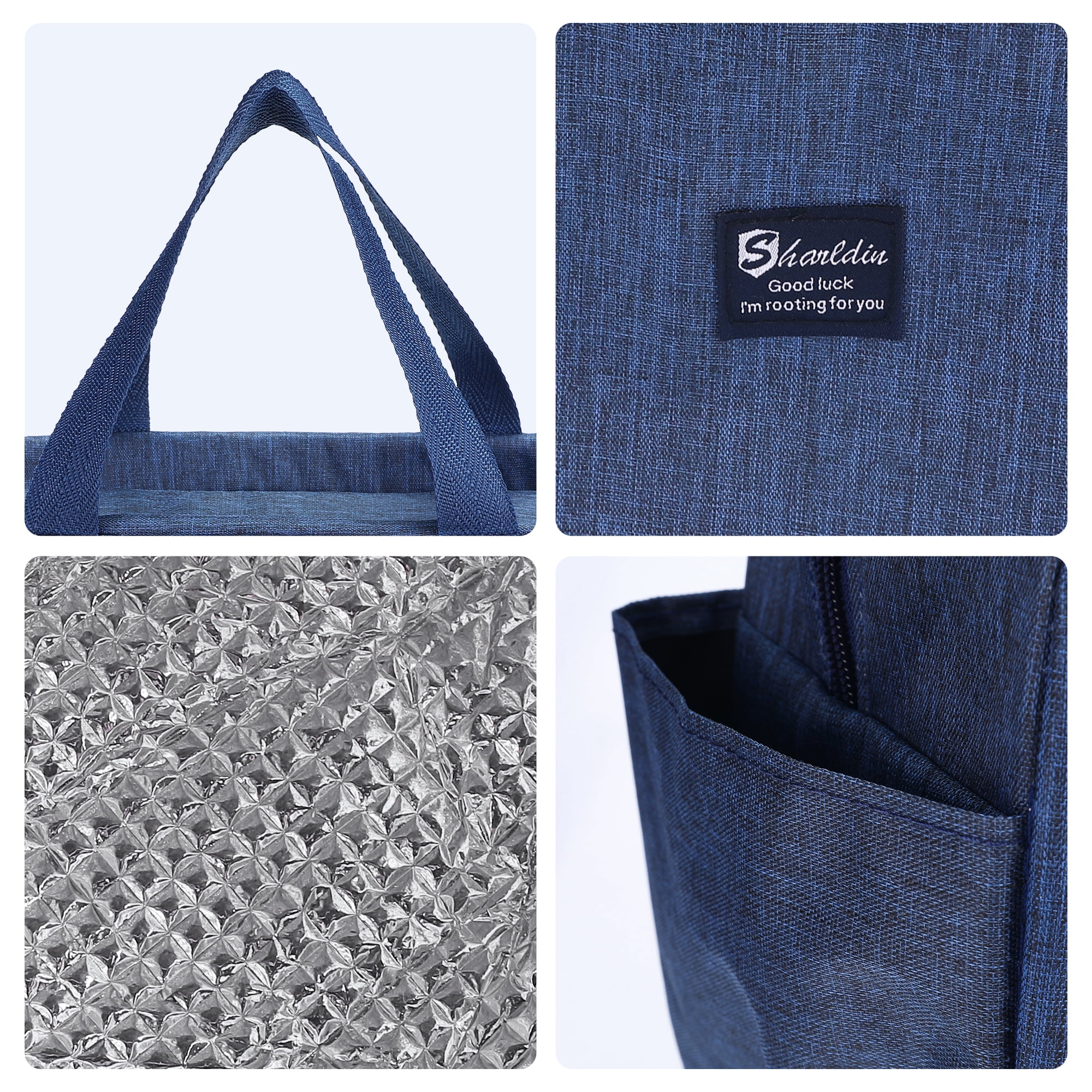Unique Bargains Insulated Bag Lunch Bag Reusable Cooler Bag Navy Blue