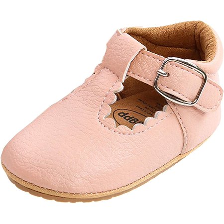 

QWZNDZGR Baby Shoes Baby Girls Mary Jane Flats Toddler Princess Dress Shoes T-Strap Rubber Sole Anti-Slip Moccasins for Infant