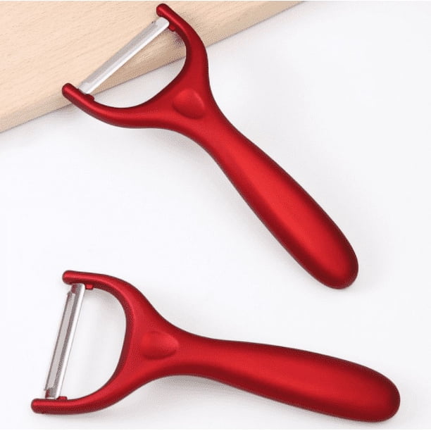 Juego de peladores Comfygrip, mangos ergonómicos, hojas ultra afiladas, herramientas de cocina de cerámica duraderas, 2 piezas, color rojo