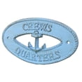 thumbnail image 4 of Light Blue Whitewashed Cast Iron Crews Quarters with Anchor Sign 8" - Metal Wall Plaque - Cast Iron Nautical Decor Sign, 4 of 7
