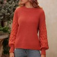 thumbnail image 2 of Byworldtasic Womens Sweaters Pullover Sweaters for Women Casual Loose Long Sleeve Mock Neck Ribbed Jumper Sweaters Chunky Knit Baggy Fall Striped Sweater Top Watermelon Red, 2 of 7