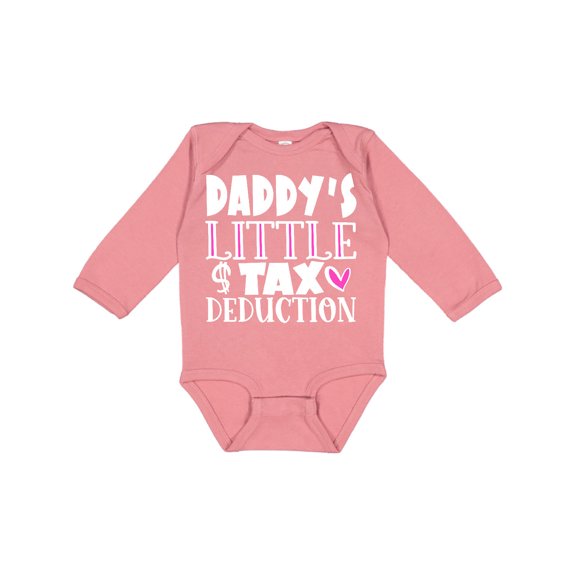 Inktastic Daddy's Little Tax Deduction Pink Hearts Boys or Girls Long Sleeve Baby Bodysuit