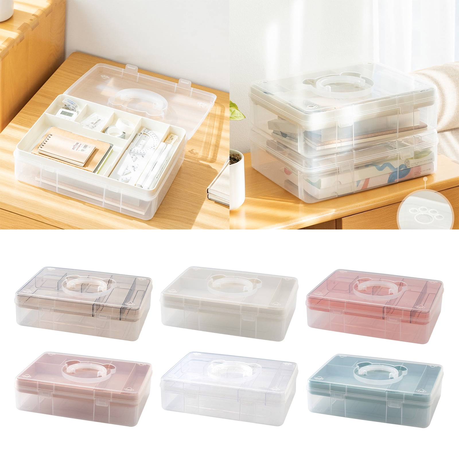 Clear Plastic Project Case Organiser Storage Box Stackable Storage Container for Stationery Scrapbooking Craft Supplies