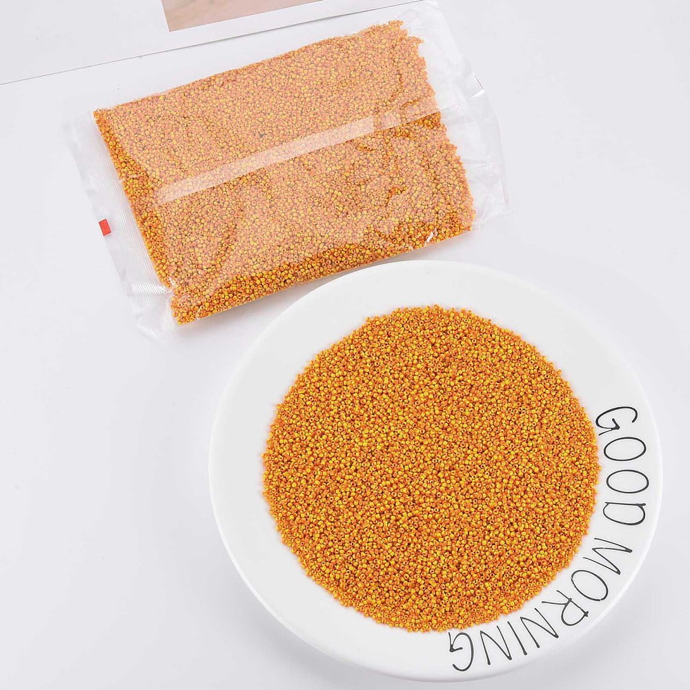 1bag Glass Seed Beads Opaque Colours Orange Red 2mm Hole: 0.8mm
