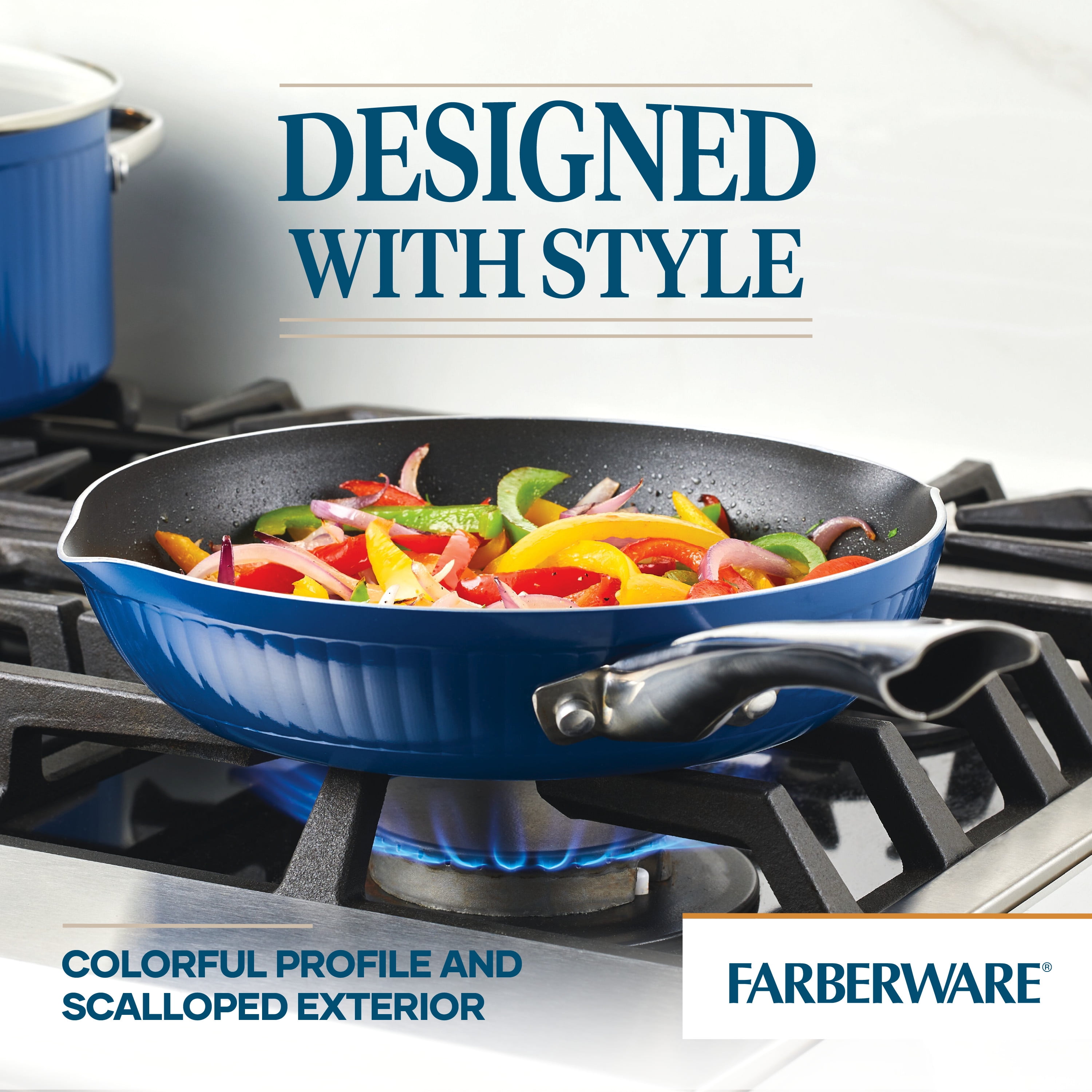 Farberware Style 10 Inch Nonstick Frying Pan / Skillet, Dishwasher Safe and Oven Safe to 500°F, Blue