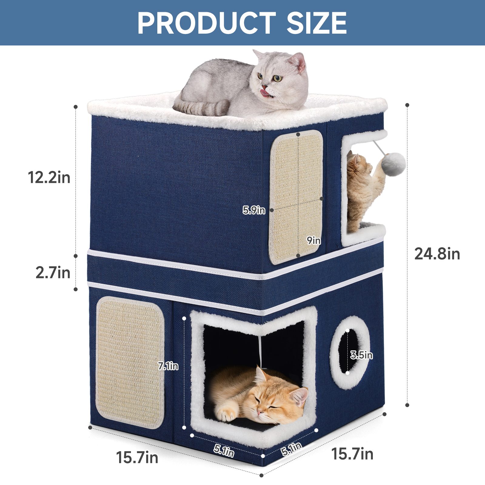 PINETUX 2-Storey Cat House With Scratch Pad photo 3