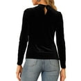 thumbnail image 3 of INSPIRE CHIC Women's Mesh Panel Swiss Dots V-Cut Neck Patchwork Long Sleeve Top M Black, 3 of 7