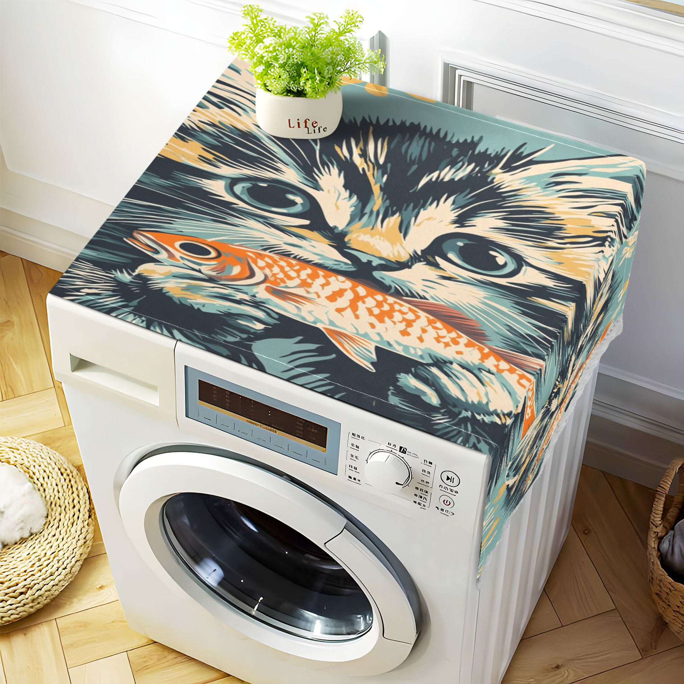 Odot Washer And Dryer Top Mat Cover, Solid Color Washer Dryer Top Protector Mat Washing Machine Cover Dust-Proof Cover Non-slip Rubber Protection Mat