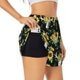 thumbnail image 2 of Disketp Sunflower Skull Boho Print Women's Shorts Workout Shorts for Athletic Gym Running Shorts with Phone Pockets Small, 2 of 8