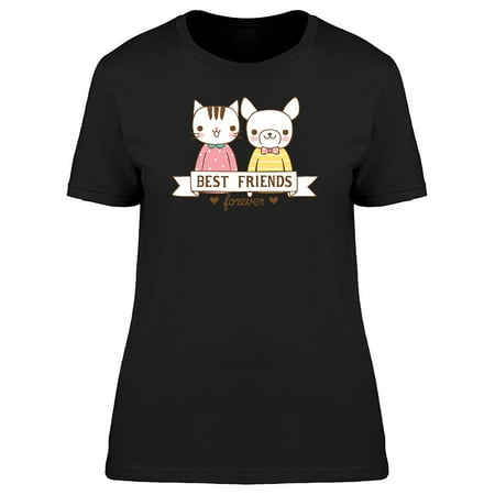 Best Friends Cute Cat & Dog Tee Women's -Image by