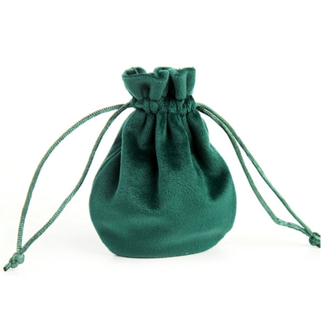 keepw Velour Jewelry Bag Drawstring Round/Square Bottom Pouch Gift Festival Christmas Party Favors Candy Pack Green/round bottom