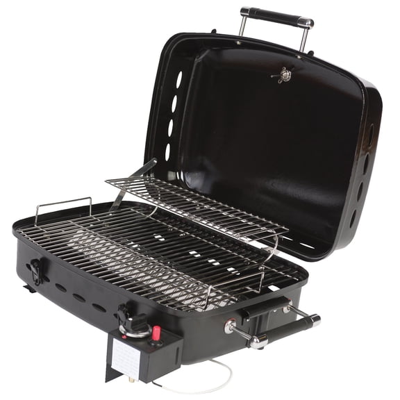 Parrilla para barbacoa Faulkner 51322 negra con adaptador para botella