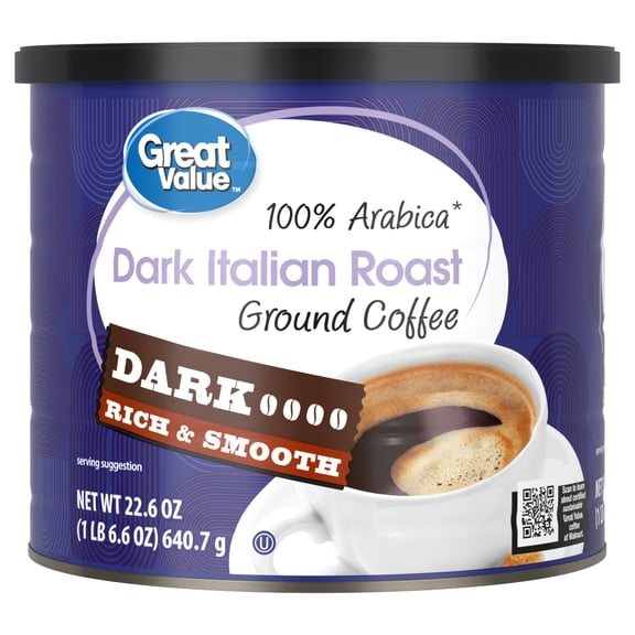Great Value Dark Italian Roast Ground Coffee, 22.6 oz