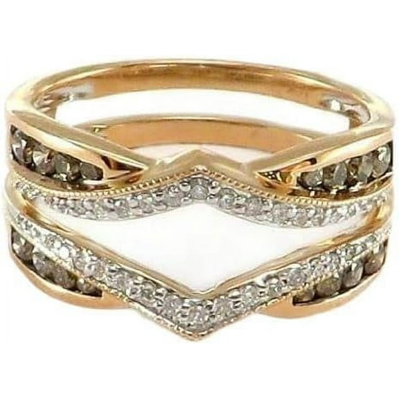 1.25Ct Round Cut Brown Diamond Enhancer Guard Wrap Promose Engagement Band Ring 14k Yellow Gold Finish-5