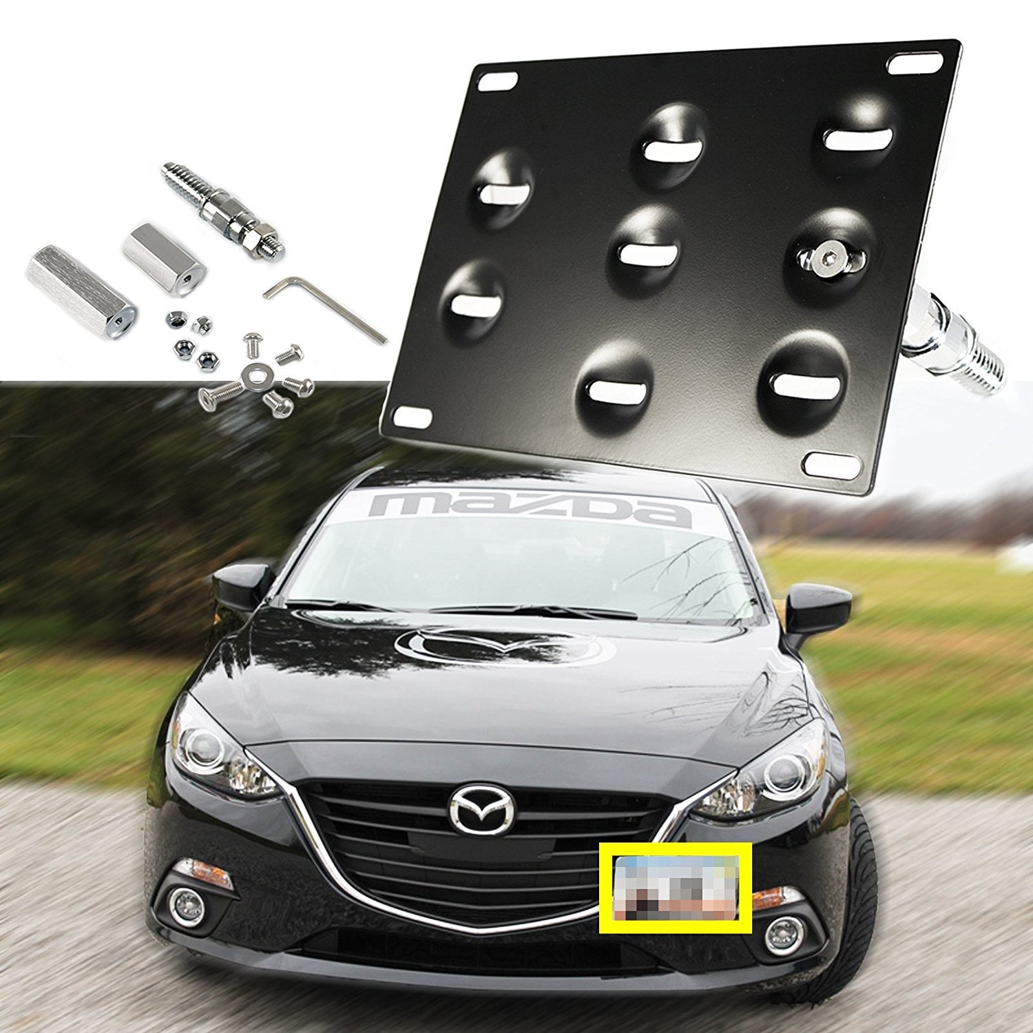 Xotic Tech 1 Set Front Tow Hook License Plate Bumper Mounting Bracket