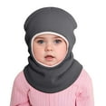 thumbnail image 2 of UngA Baby Scarf Hat Unisex Infant Toddler Kids Beanie Hats with Neck Warmer Windproof Hooded Hat for Boys Girls (Dark Gray,1-6 Years), 2 of 3