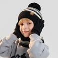 thumbnail image 5 of Splozh Toddler Winter Beanie Hat Winter Hat Scarf Gloves Set Knit Hat Fleece Lined for Child Black,4-10 Years, 5 of 9