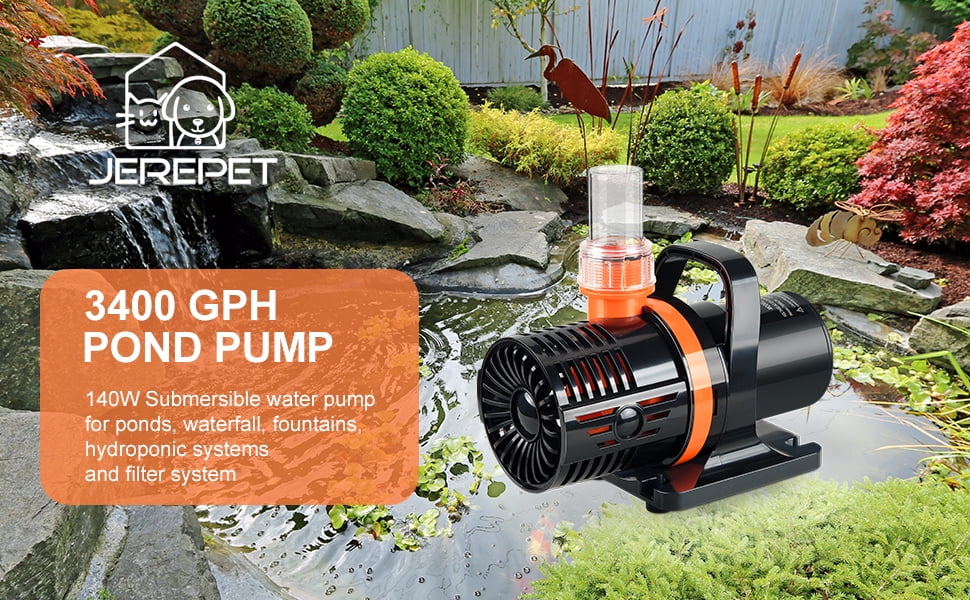 Buy JEREPET 3400GPH Pond Pump with barrier bag, 22ft Max lift