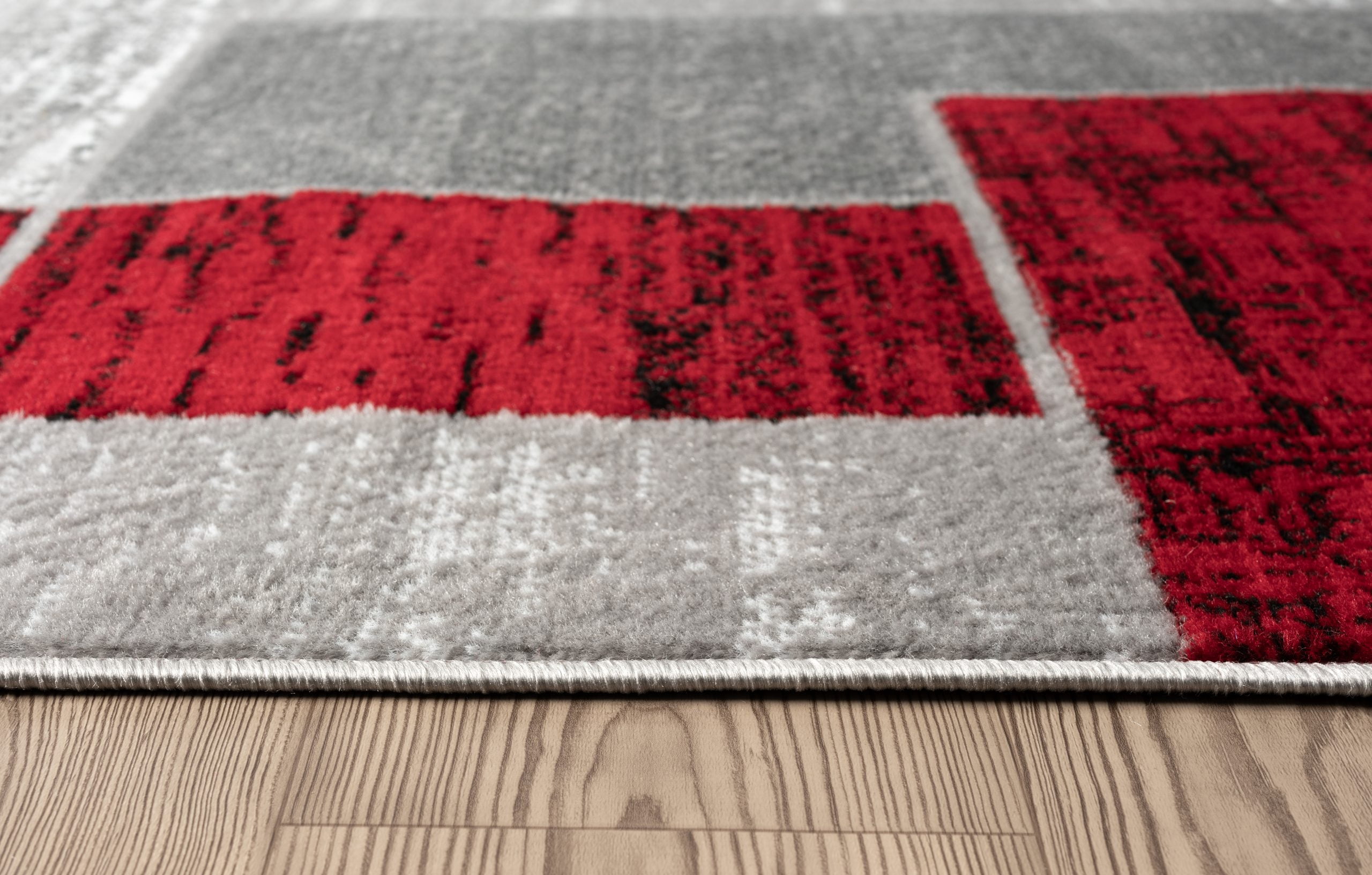 L'Baiet Verena Geometric Area Rug Red Grey 5' x 7' Medium Area Rugs Carpet for Living Room, Bedroom, Dining Table, Office, Hallway, Foyer | Neutral Colorful Modern Abstract Home Decor