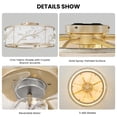 thumbnail image 2 of KAISITE 20" Modern Gold Ceiling Fan with Light, Metal Drum Linen Crystal Shade for Bedroom Living Room Dining Room, 2 of 10