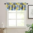thumbnail image 3 of Blue Yellow Floral Valance Curtain Boho Dahlia Chrisanthemum Flowers Pattern Rod Pocket Valance Window Treatments Short Curtains for Kitchen Bathroom Farmhouse 54x18inch, 3 of 6
